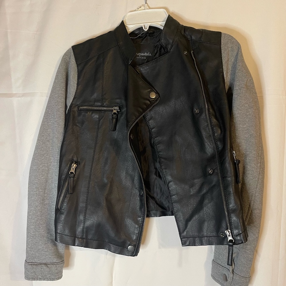 youth faux leather/sweatshirt jacket